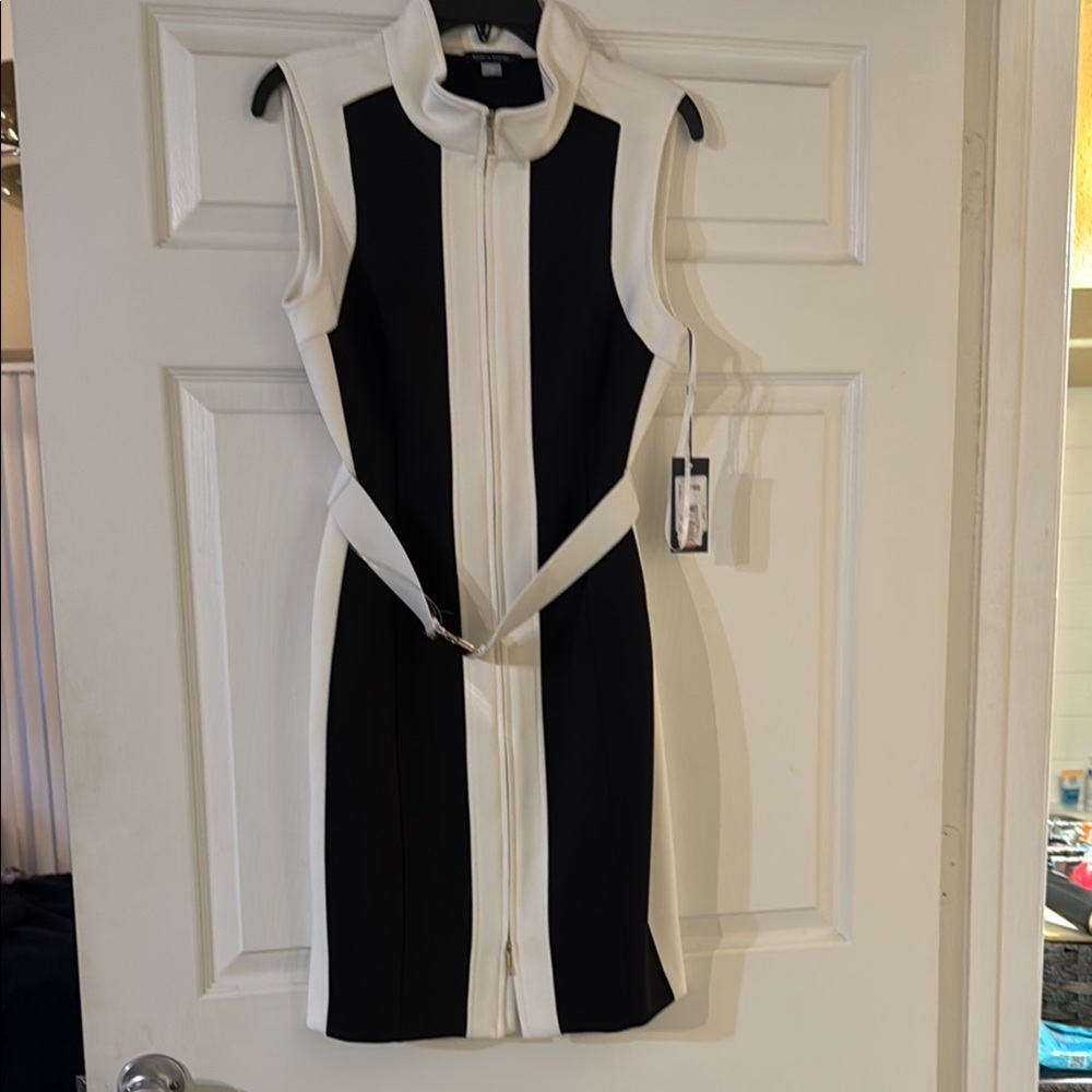 Tommy Hilfiger Black and White Sleeveless Dress